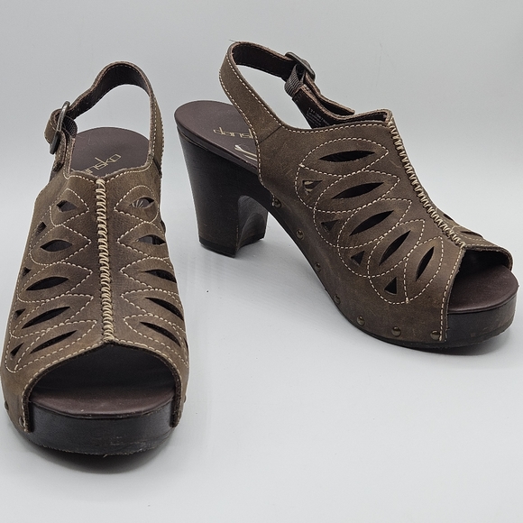 Dansko Rowena leather peep toe 3.75" heels size 41 US size 10.5/11 - Picture 2 of 16